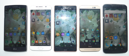 фото LG G4, Samsung Galaxy S6, HTC One M9, Nexus 6, Sony Xperia Z3 сравнение