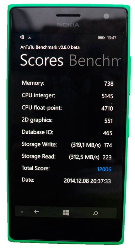 фото Nokia Lumia 735 тест AnTuTu