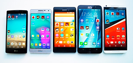 фото Sony Xperia M4 Aqua, Samsung Galaxy A5, HTC Desire 816g, LG Magna, Asus Zenfone 2 сравнение