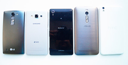 фото Sony Xperia M4 Aqua, Samsung Galaxy A5, HTC Desire 816g, LG Magna, Asus Zenfone 2 сравнение оборотная сторона