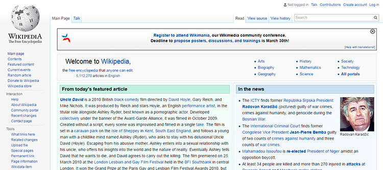 Популярный интернет ресурс Wikipedia